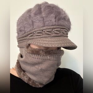 Fuzzy Hat and Scarf. One Size. NWOT!